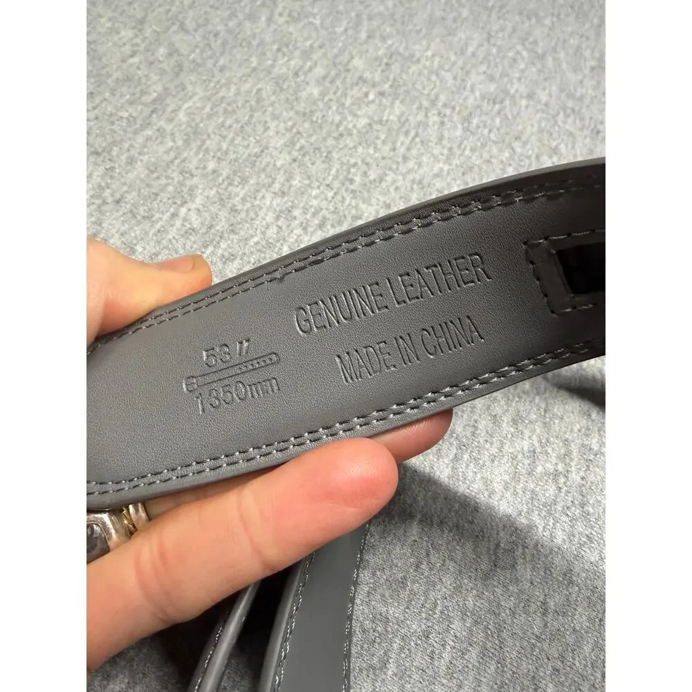 Joseph Elliott Leather Ratchet Belt Gray Like New Adjustable 46 inch Flat Lie